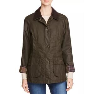 Barbour Beadnell Olive Green Waxed Cotton Heritage Utility Fall Riding Jacket 4